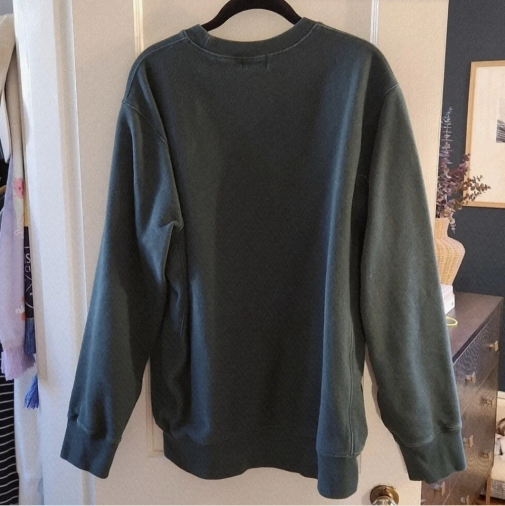 J.Crew Logo Spellout Sweatshirt Hunter Green Men's Small S Reverse Weave EUC
